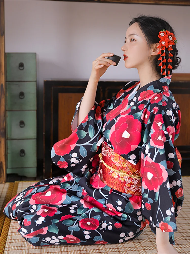 Japanese Women Formal Wear - Robe longue à imprimé Floral pour