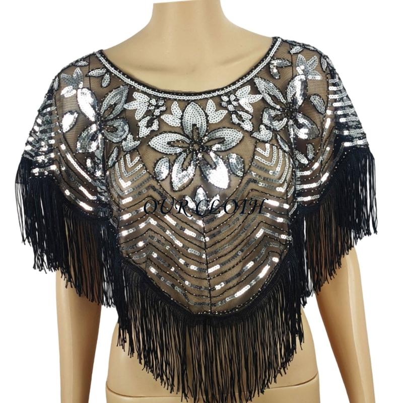 Women Formal Event Wear - Capes perles brodées pour femmes, châle