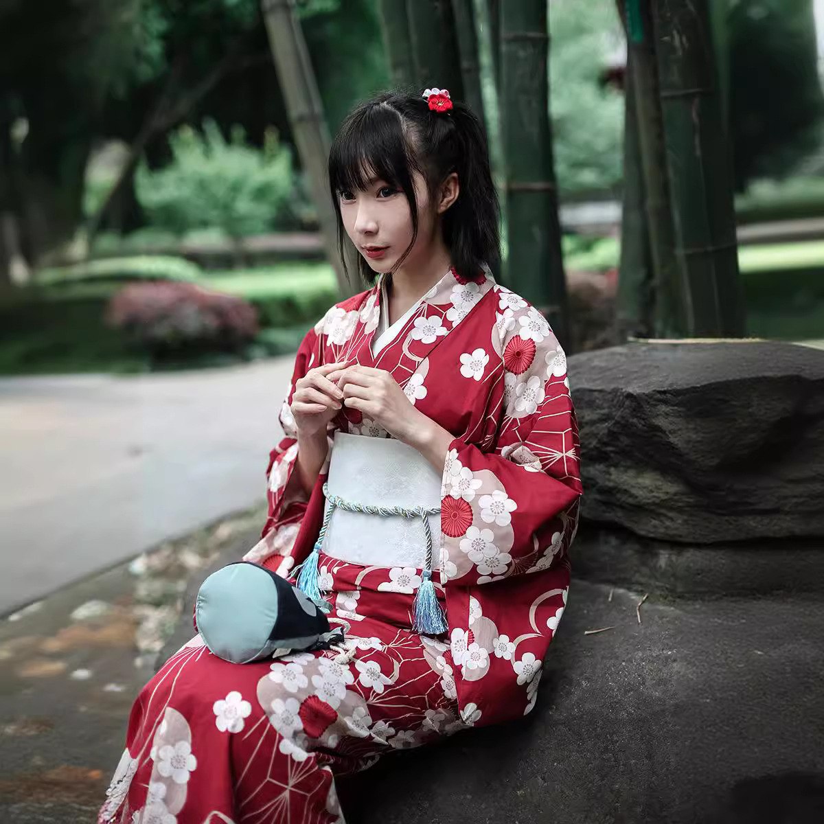 Japanese Women Formal Wear - Kimono Yukata Japonais Rouge pour Femme,