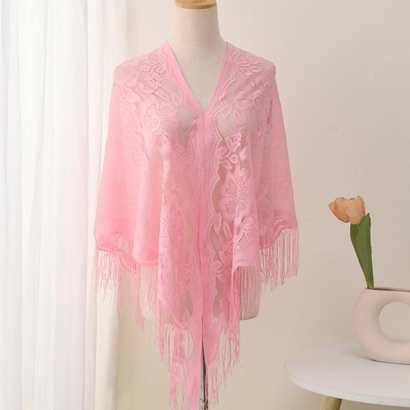 Women Formal Event Wear - Châle à franges en dentelle 340D,