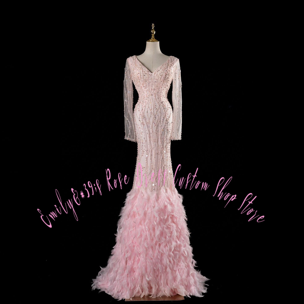 Women Formal Event Wear - Robe de soirée trompette rose glamour