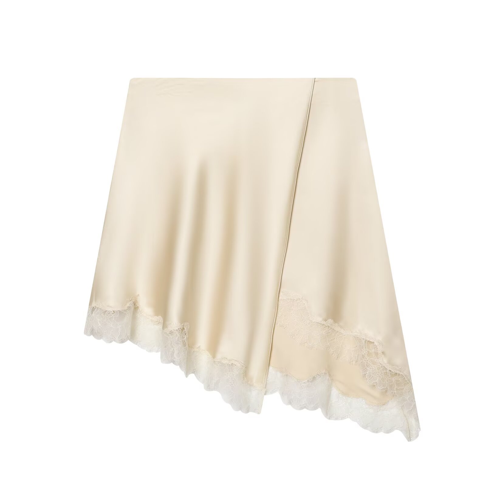 Women Formal Wear With Skirt - Jupe élégante en satin beige pour