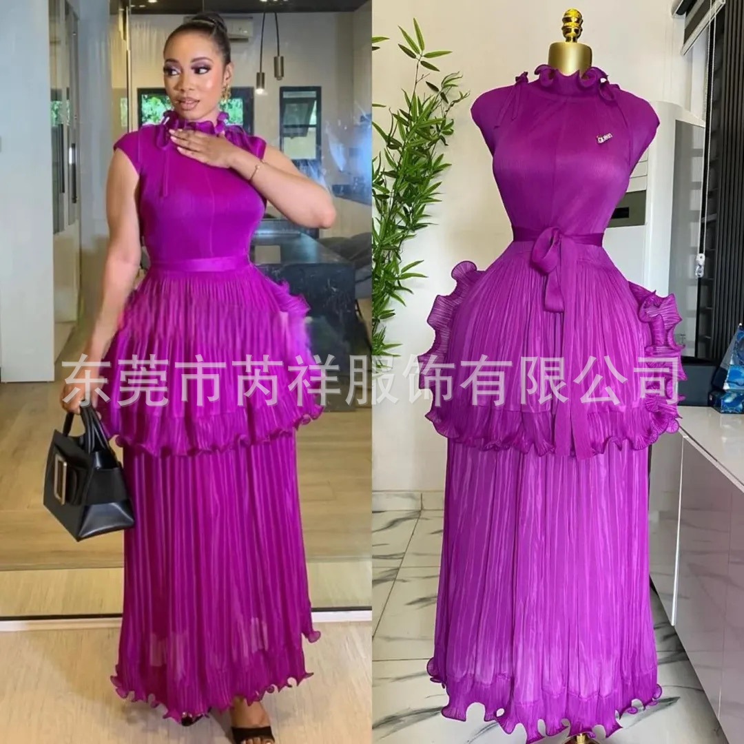 Wrap Dress Work - Robe longue pour femme, coupe trapèze,