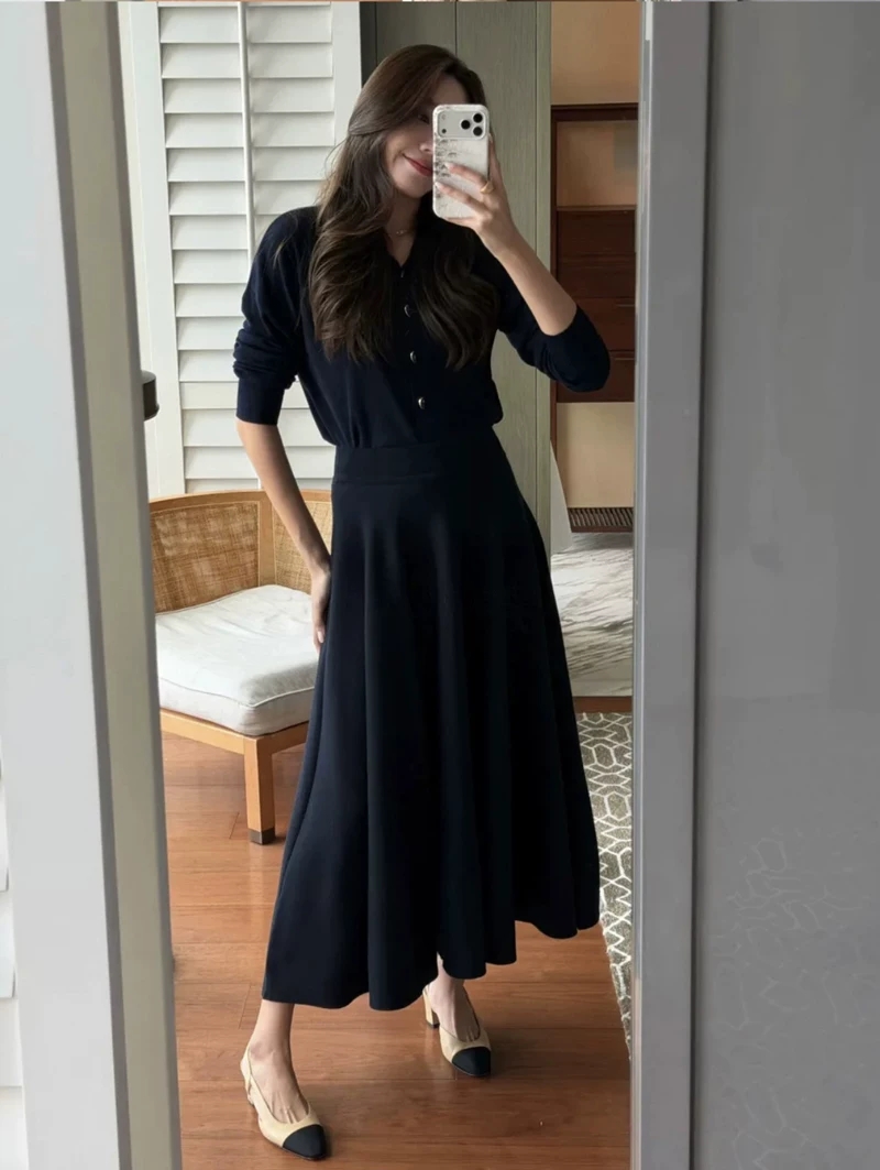 Nouvelle jupe longue en tricot - Women Formal Wear With Skirt avis et prix