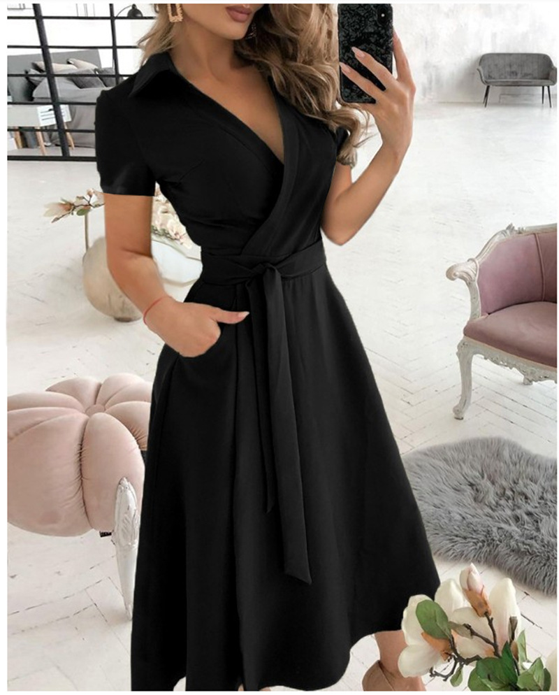 Robe mi-longue à manches court - Wrap Dress Work avis et prix