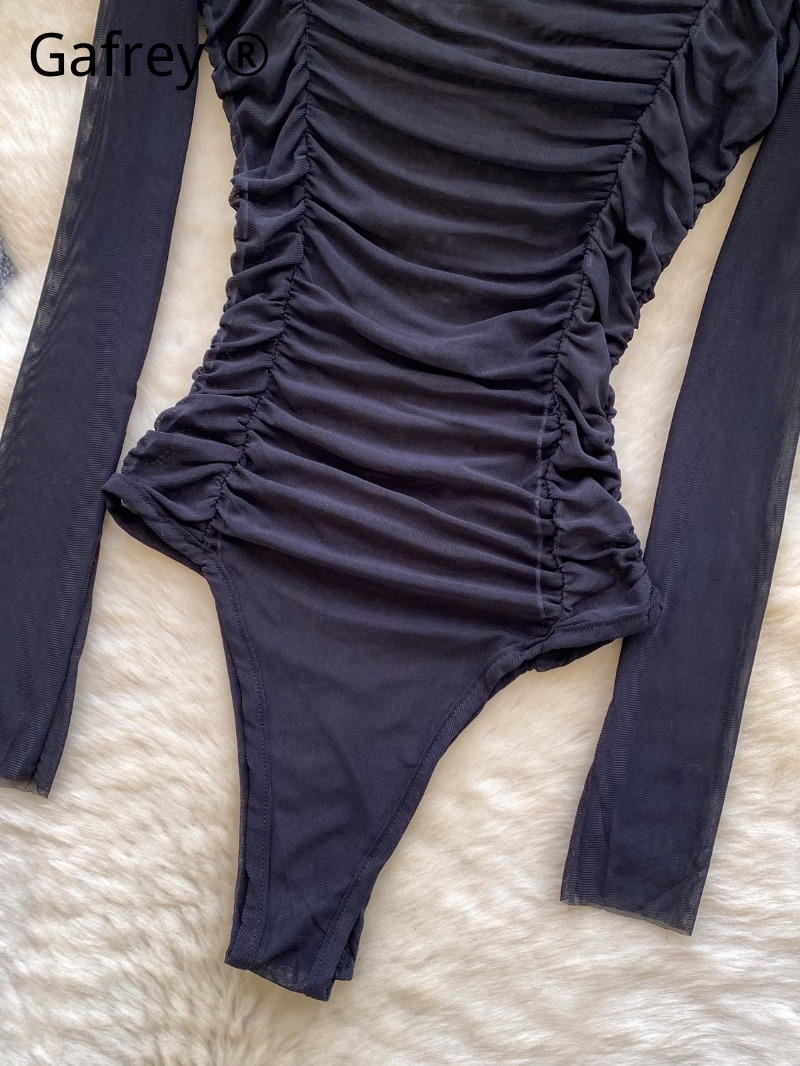 Body sexy gris en maille fronc - Turtleneck Bodysuit Office avis et prix