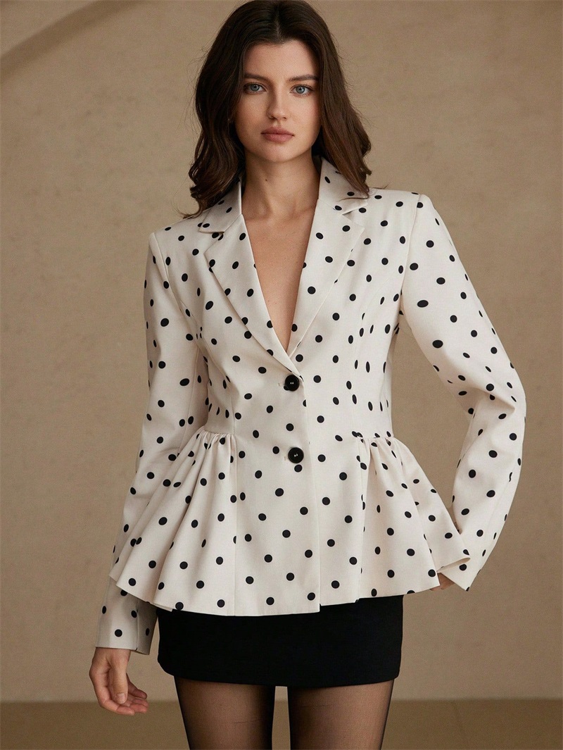 Blazer de costume blanc à pois - Women Formal Wear Black And White avis et prix