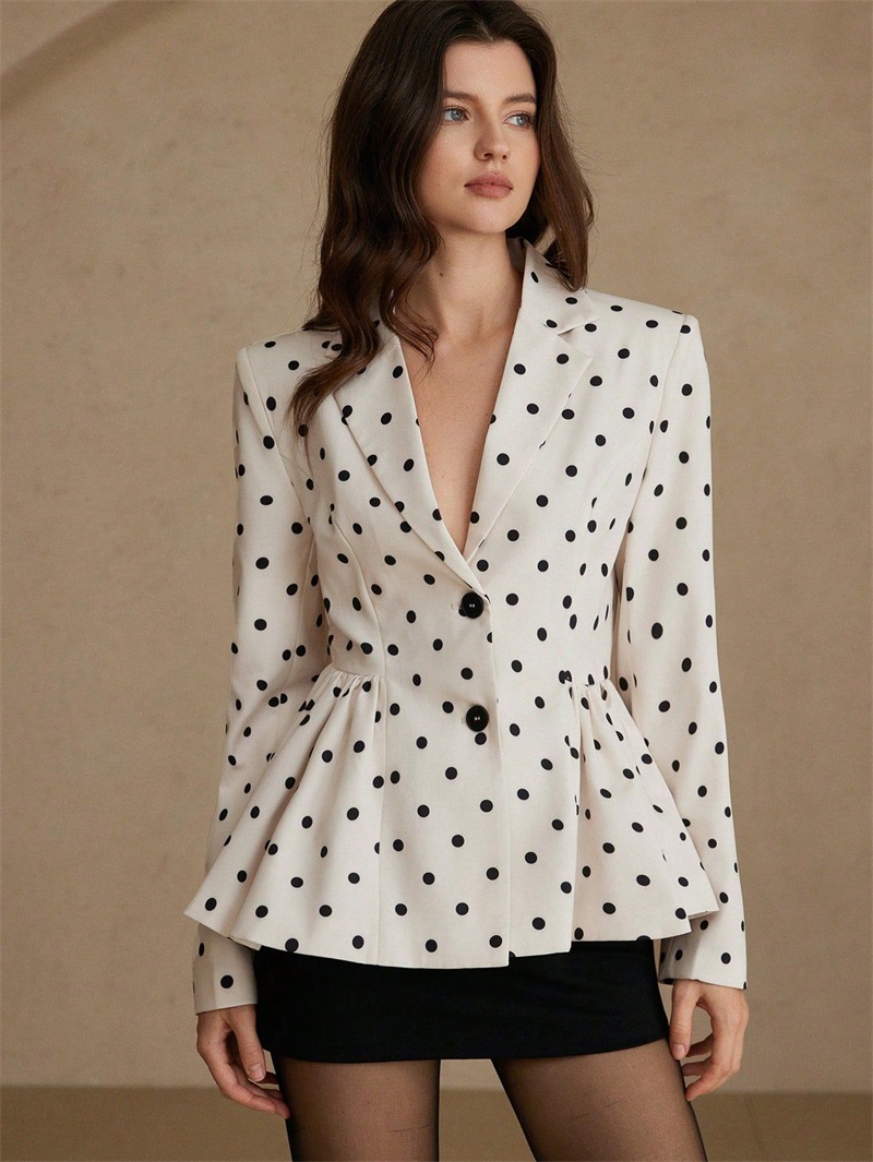 Blazer de costume blanc à pois - Women Formal Wear Black And White avis et prix